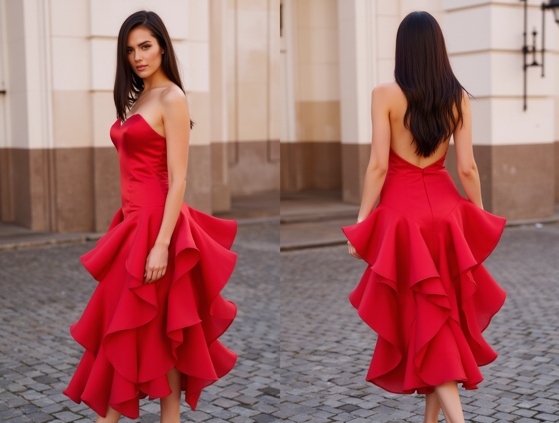 Stunning Red Evening Dress and Prom Gown with a Backless Design for a Sexy Look