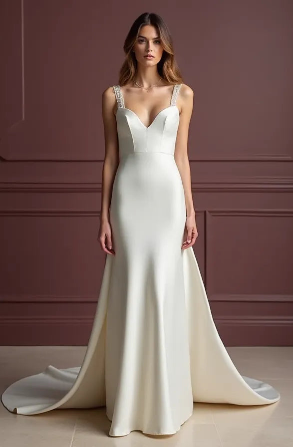 Classic Mermaid Wedding Gown with a Figure-Hugging Silhouette