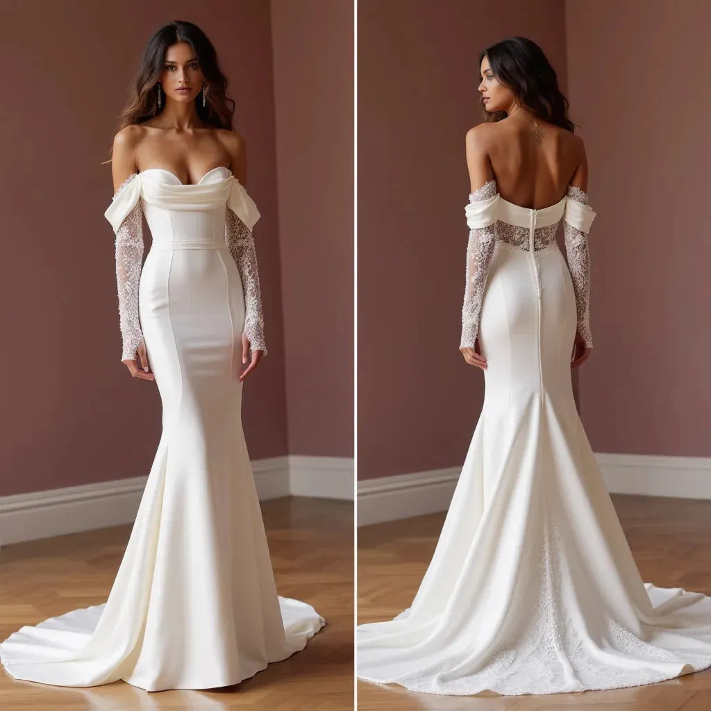 Mermaid Wedding Dress with Elegant Sleeves for a Sophisticated Look