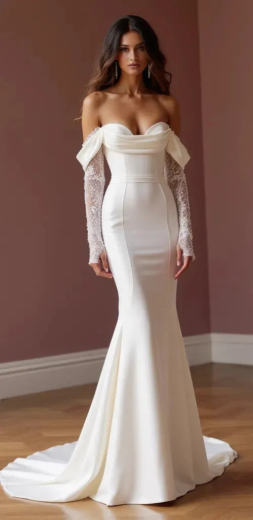 Mermaid Wedding Dress with Elegant Sleeves for a Sophisticated Look