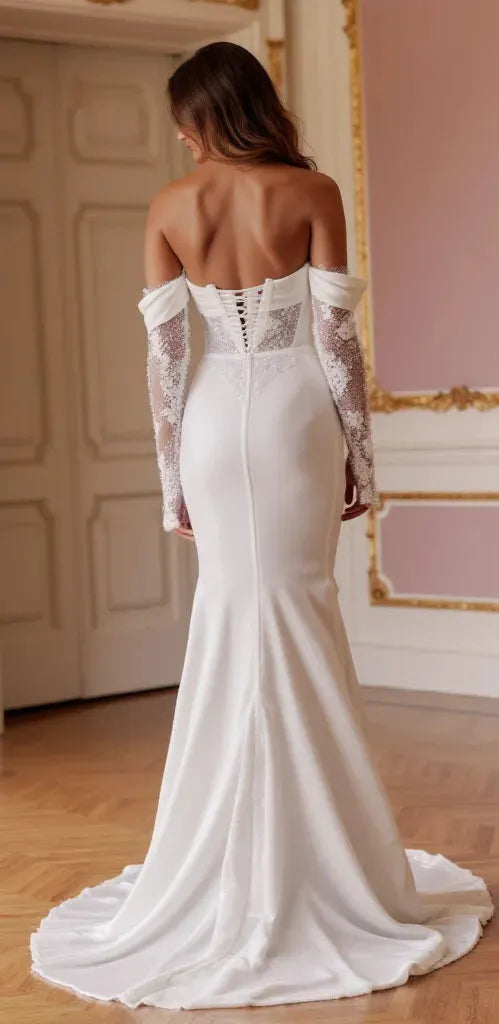 Abito da sposa a sirena per spose minute che desiderano un look
