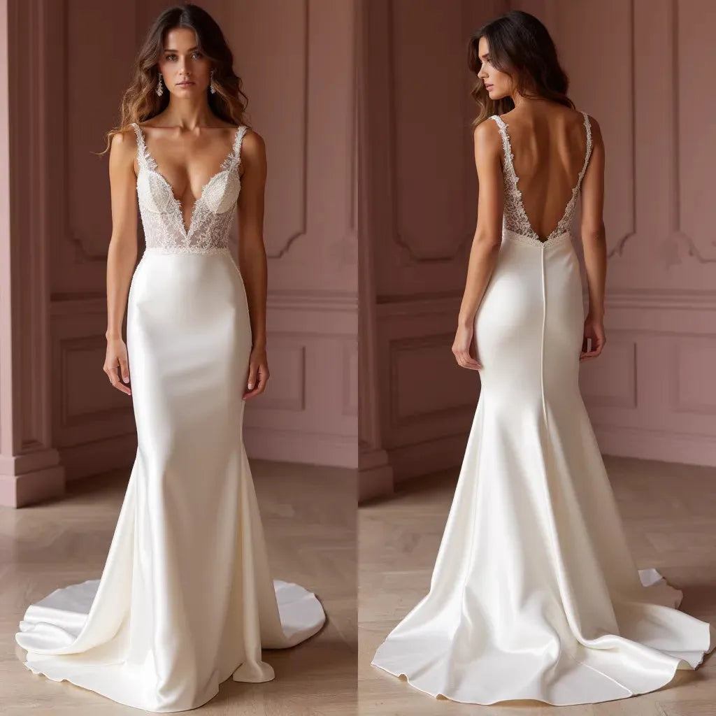 Mermaid Bridal Gown for Beach, Destination, or Garden Wedding Themes