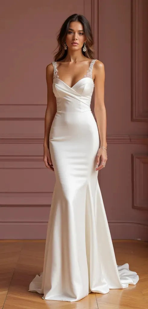 Mermaid Fit-and-Flare Wedding Dress with a Sleek and Chic Fit