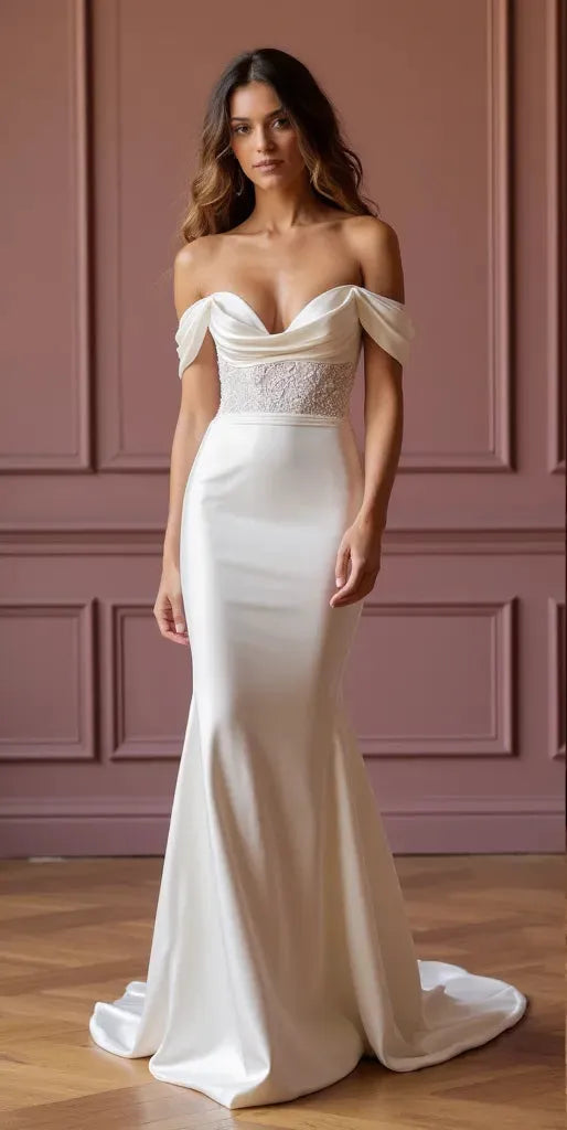 Mermaid Fit-and-Flare Wedding Dress with Stunning Bridal Details