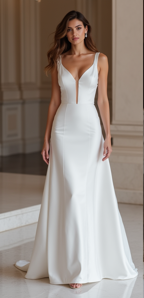 Bold White A-Line Wedding Dress with Illusion Lace and Elegant Beadwork