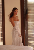 Luxurious Mermaid Wedding Gown with Sequin Lace, Strapless Sweetheart Neckline, and a Flattering Natural Waistline for a Glamorous Bridal Look
