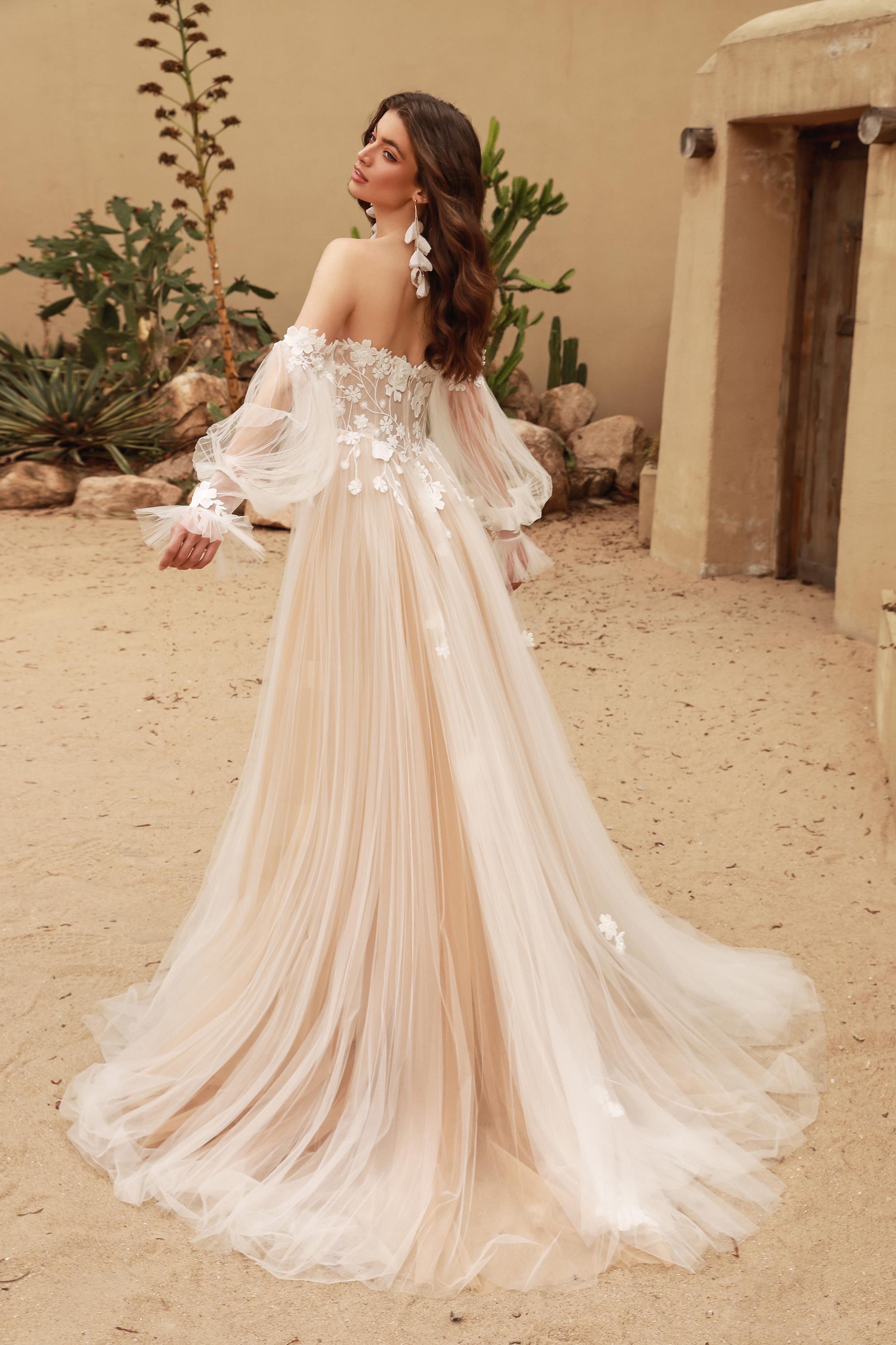 Aileen New Romantic Sweetheart Wedding Dresses For Women A Line Detachable Sleeves Appliques Backless For Bride Robes Ball Gowns