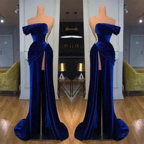 Sexy mermaid backless sleeveless side slit pleats and floor cocktail ball party Elegant lady formal luxury evening dress Mermaid