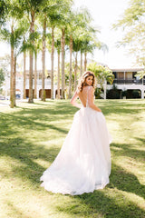 Abito da sposa in pizzo ricamato e con perline Abito in campo raso in campo Vestido de no