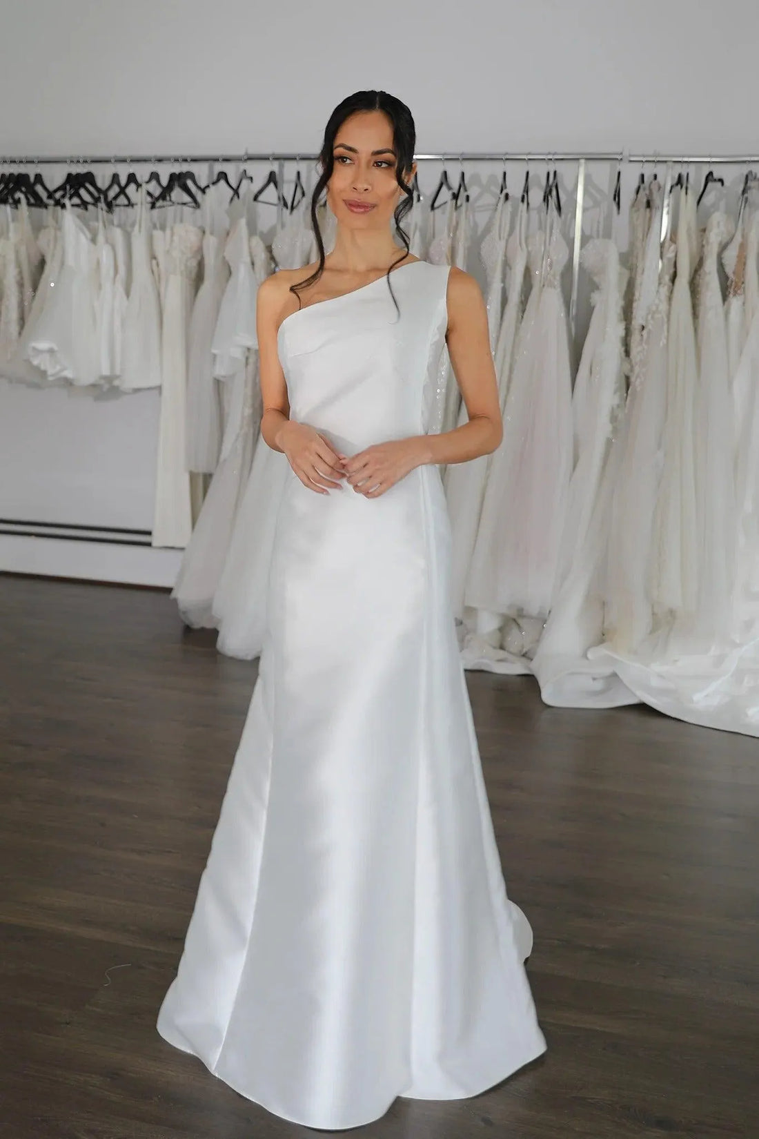 Narrow A-Line Style Skirt Vestido De Novia Wedding Dress Bridal Gown Skirt Bow Satin Court Train Dress Satin