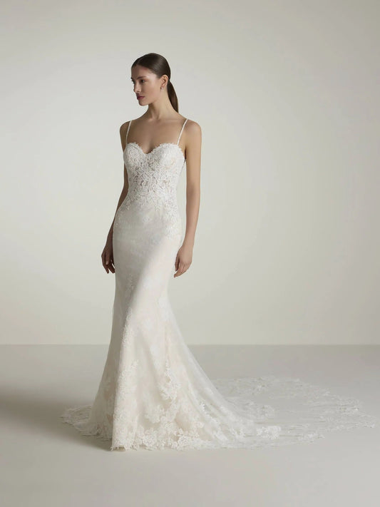 Vestido de novia sirena con escote corazón con tirantes y espalda baja en tul satinado moderno princesa vestido de novia lazo satén cola corte vestidos de novia blanco 