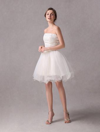 Ivory Organza Strapless A-Line Wedding Abito moderno Bow Court Court Trains Maniche da sposa abiti da sposa White Bridals Vestitido de novi Mermaida di raso