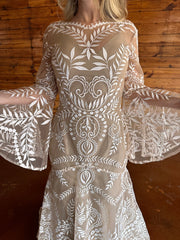 Vestido de novia de dos piezas con encaje y mangas largas de murciélago, envío directo, talla grande, hecho a medida, estilo sirena, rústico, espalda abierta, estilo bohemio 