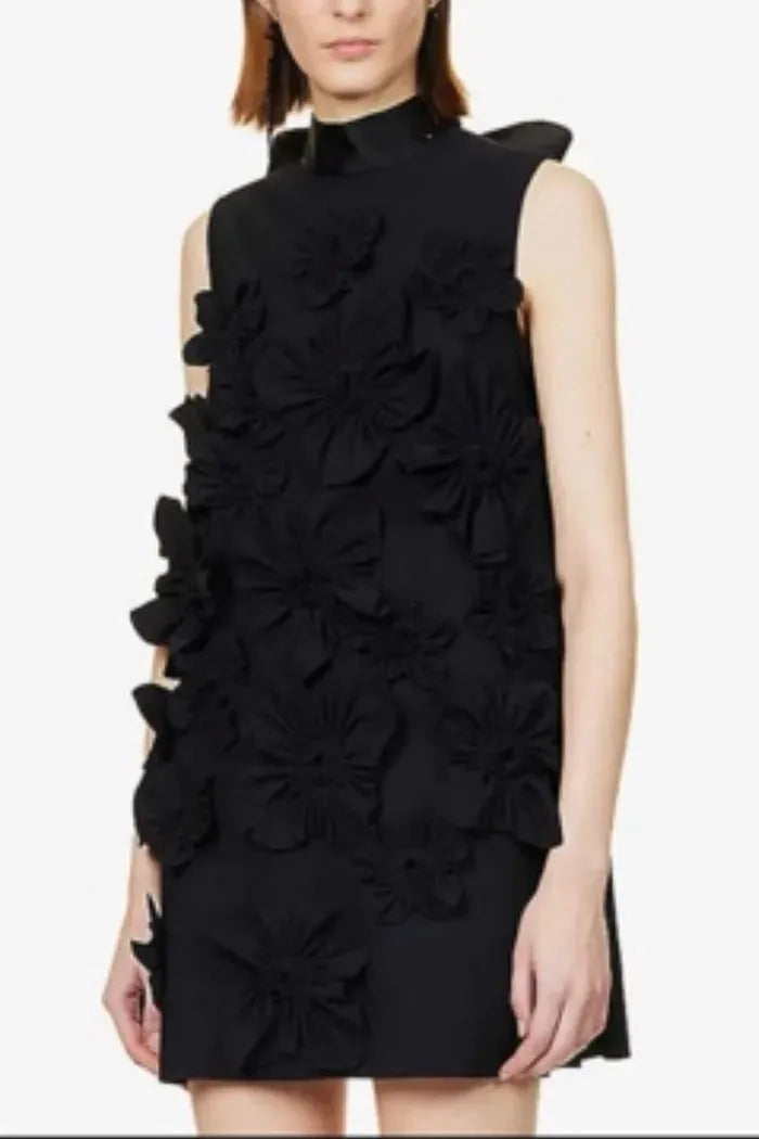 Short Evening Dress High Neck A-Line Mini Wedding Dresses Charming 3D Flowers Bow Prom Gowns Bride Formal Party Dress Short Wedding Dress