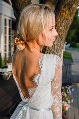 Boho Neue Spitze Kurze Brautkleider Mit Langen Ärmeln A-linie Tiefem V-ausschnitt Brautkleider Über Knie Länge Robe de mariée 