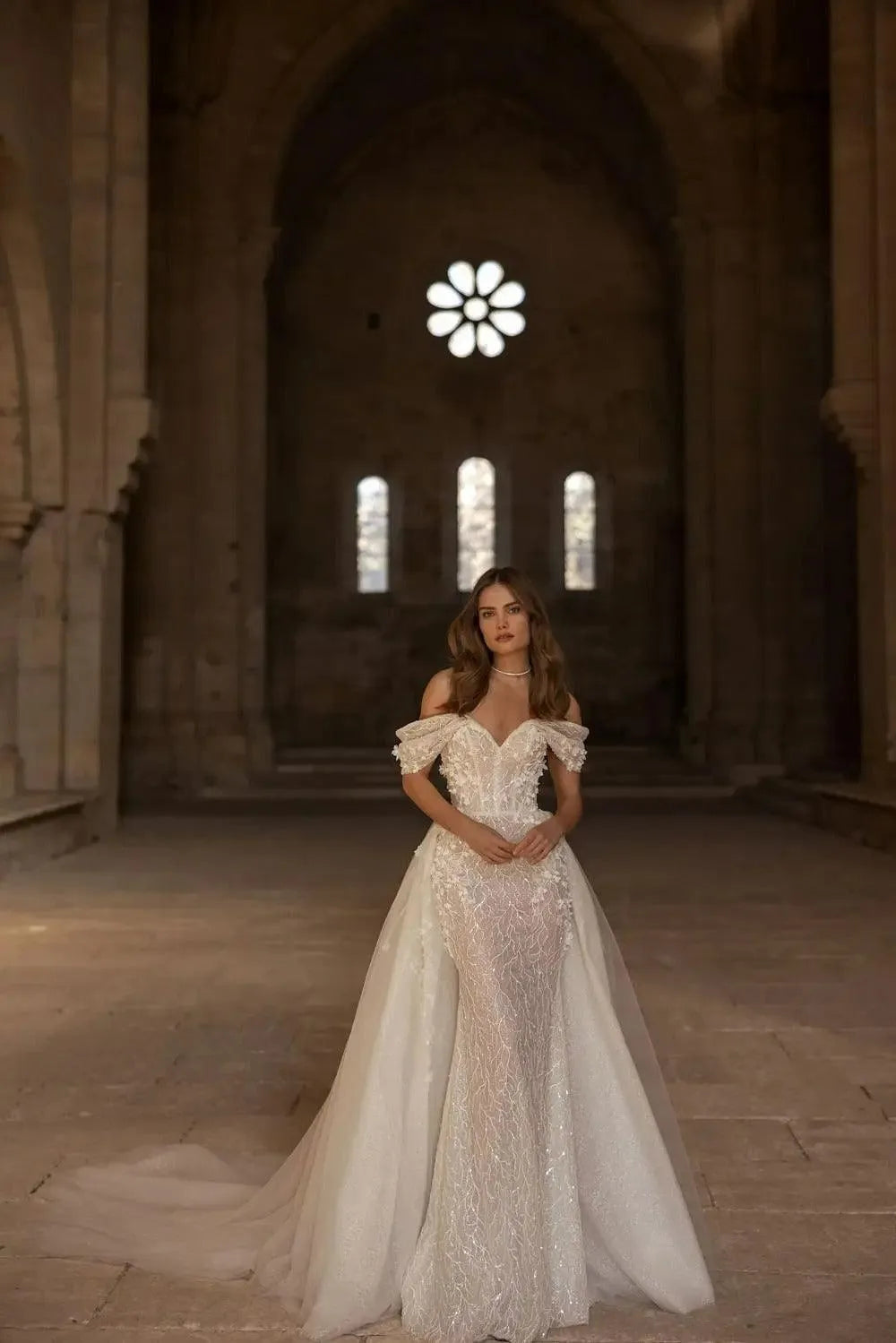 Mermaid Elegant Wedding Dresses Sweetheart Off The Shoulder Vestido De Novia Lace Detachable Train Robe De Mariee CUSTOME MADE COLOR