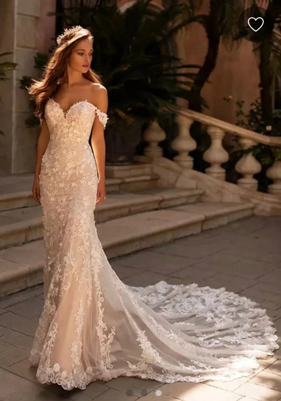 Modern Slim Mermaid Lace Open Back Wedding Gowns for Bride Sweetheart Off Shoulder Sleeve Bride Wedding Dresses Court Train 2022 champagne