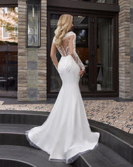 Abiti da sposa sirena in pizzo Mlassa lunga V Mlaia Vernello Elegante abito da sposa Abito da sposa Vestido De Noiva