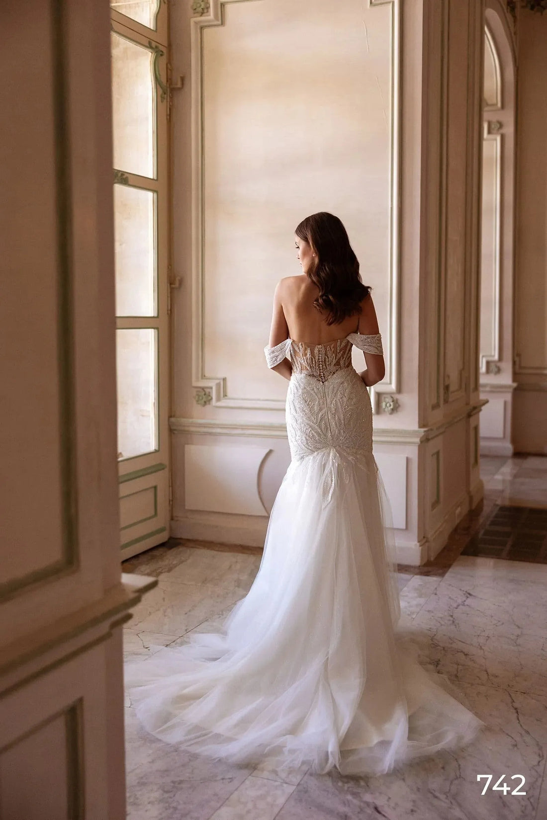 Elegant Mermaid Classic Women's Wedding Dresses Modern Lace Appliques Bride Gowns Popular Off Shoulder Wedding Gown