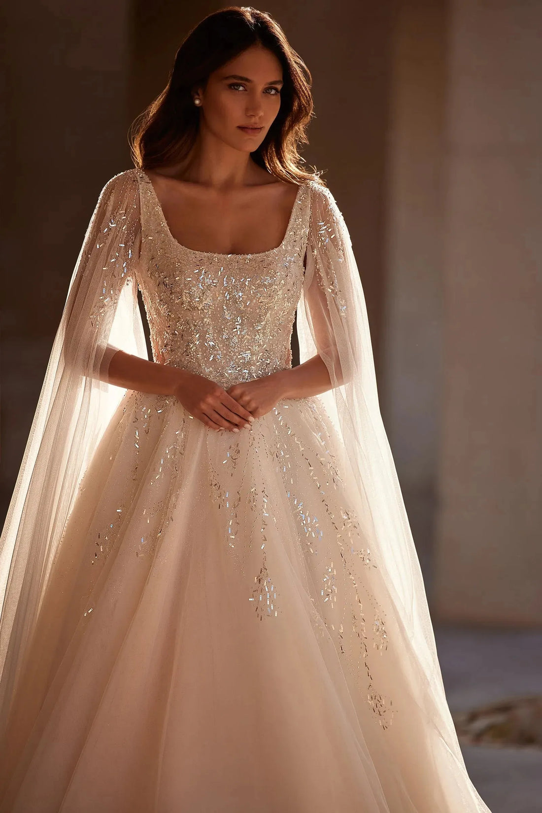 Elegant A-Line Wedding Dresses Sleeveless Glitter Sequines Bridal Dress Boho Beach Wedding Prom Ball Gowns Customized