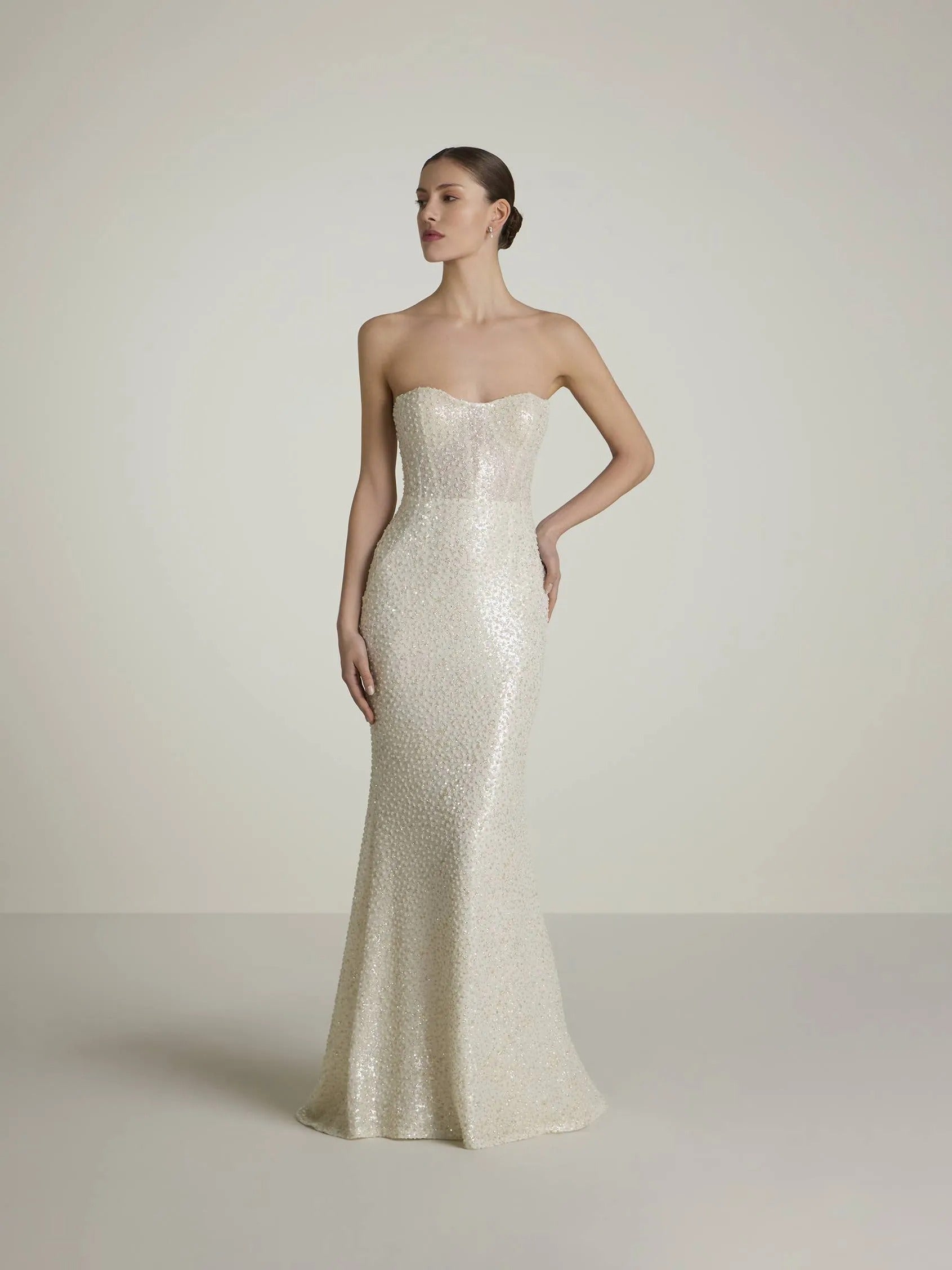 Senza spalline in abito da sposa glitter sirene moderna principessa bianca satinata vestido de nolia prua raso gust treno a maniche da sposa