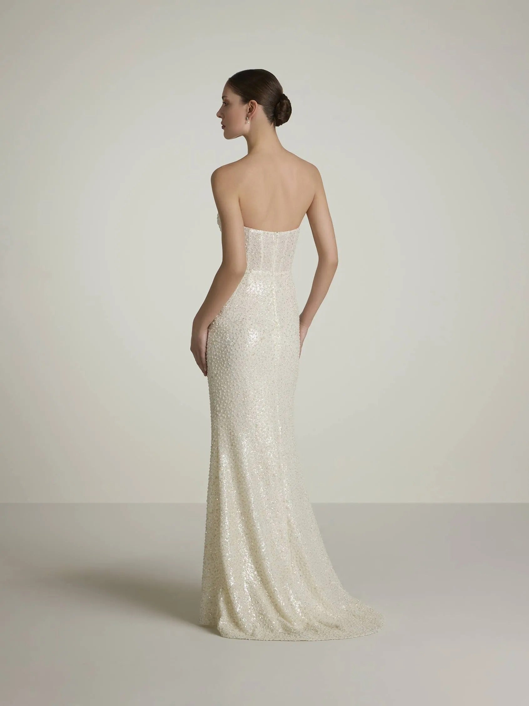 Senza spalline in abito da sposa glitter sirene moderna principessa bianca satinata vestido de nolia prua raso gust treno a maniche da sposa