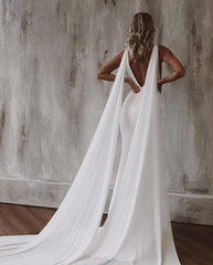 Élégant robe de mariée de sirène Femme 2024 V-col