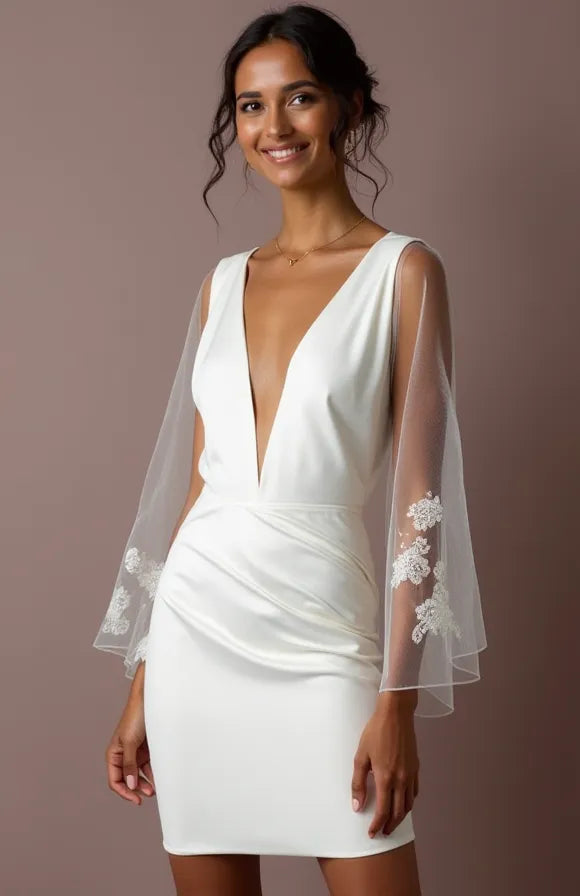 Short Mini Wedding Dress for Outdoor Ceremonies and Casual Weddings