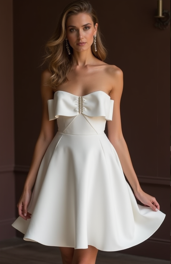 Sexy White Mini Short Wedding Dress with a Slit for a Bold and Confident Bridal Look
