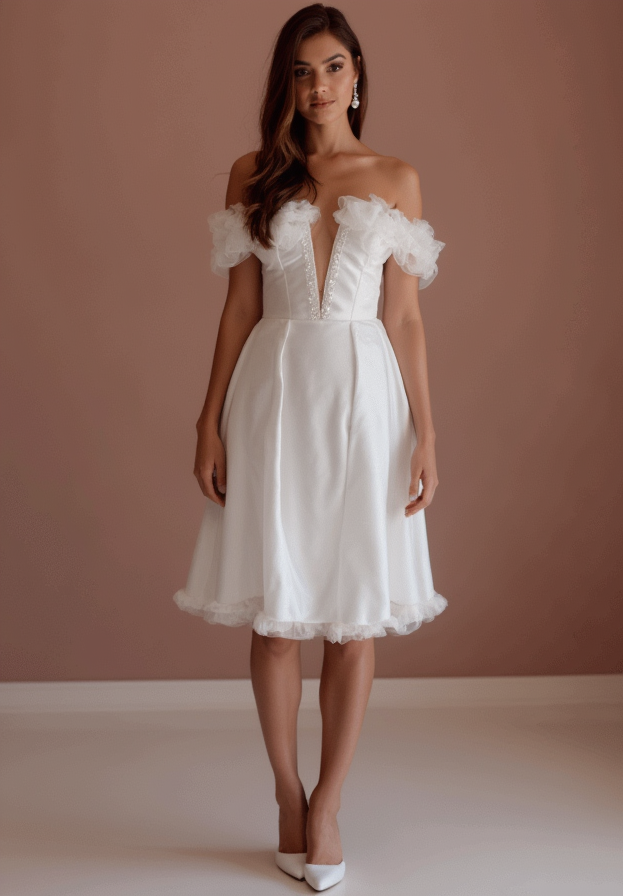 Stylish White Mini Short Wedding Dress with a Cap Sleeve for a Classic Feel