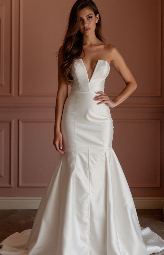 Sexy White Mermaid Wedding Dress with a Lace-Up Back for a Custom Fit