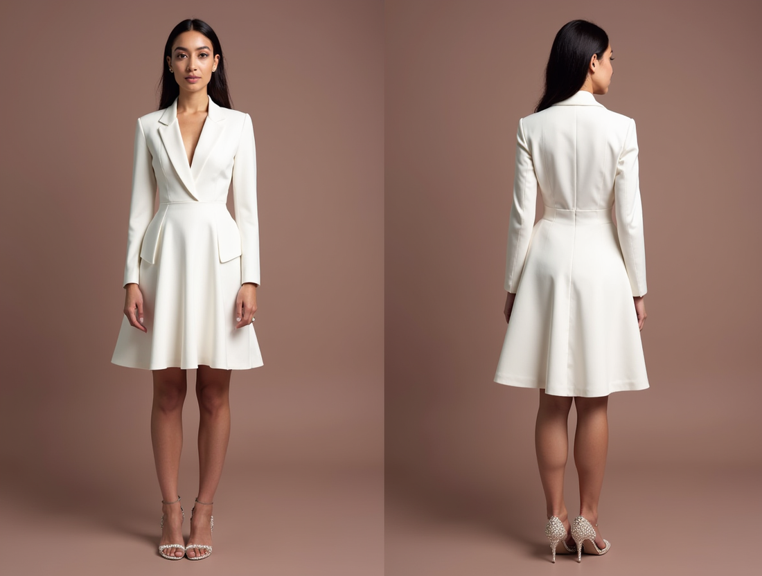 Elegant White Mini Short Wedding Dress with a Belted Waist for a Defined Silhouette