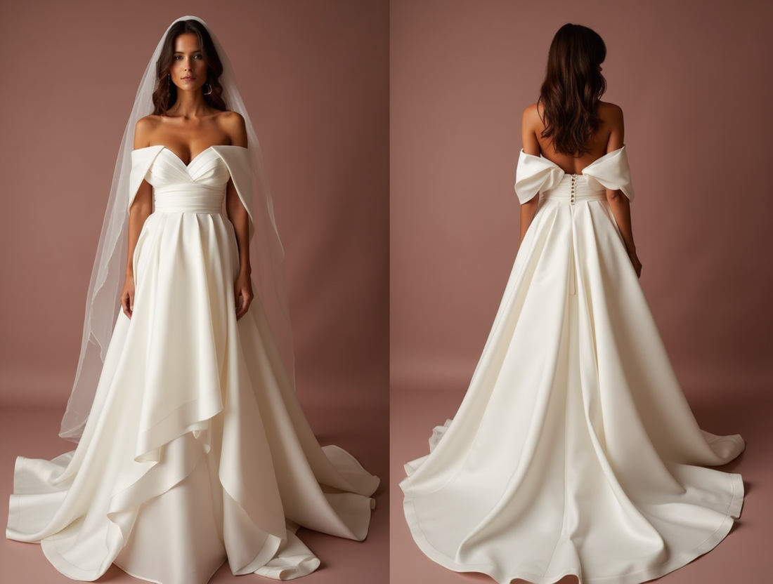 White Romantic Princess Wedding Dress with a Dramatic Ball Gown Skirt