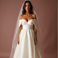 White Romantic Princess Wedding Dress with a Dramatic Ball Gown Skirt