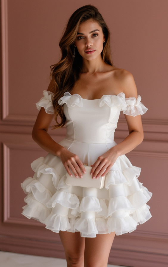 Modern White Mini Short Wedding Dress with Side Cutouts for a Trendy Touch