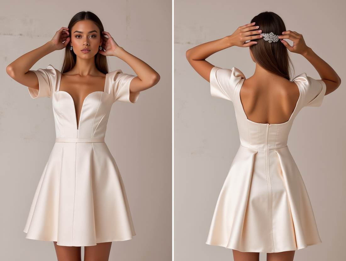 Elegant White Mini Short Wedding Dress with Lace Appliqué for a Romantic and Timeless Look