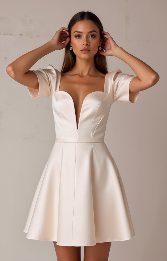 Elegant White Mini Short Wedding Dress with Lace Appliqué for a Romantic and Timeless Look