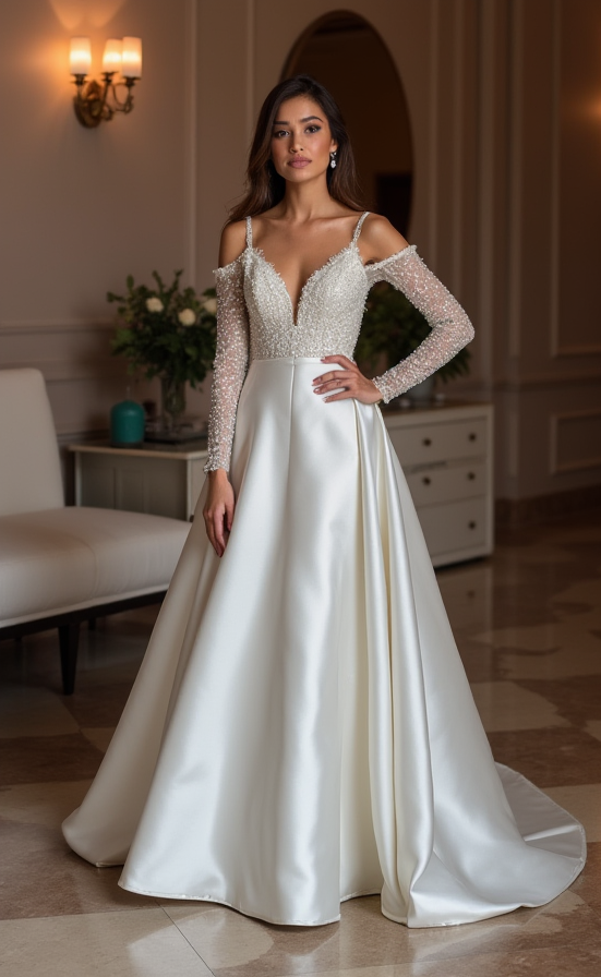 Sophisticated White Princess Ball Gown with a Corset Back and Flowing Layers