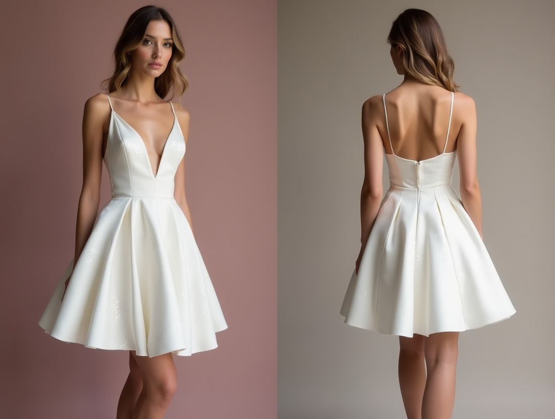 Stunning White Mini Short Wedding Dress with a Halter Neckline for a Stylish and Trendy Look