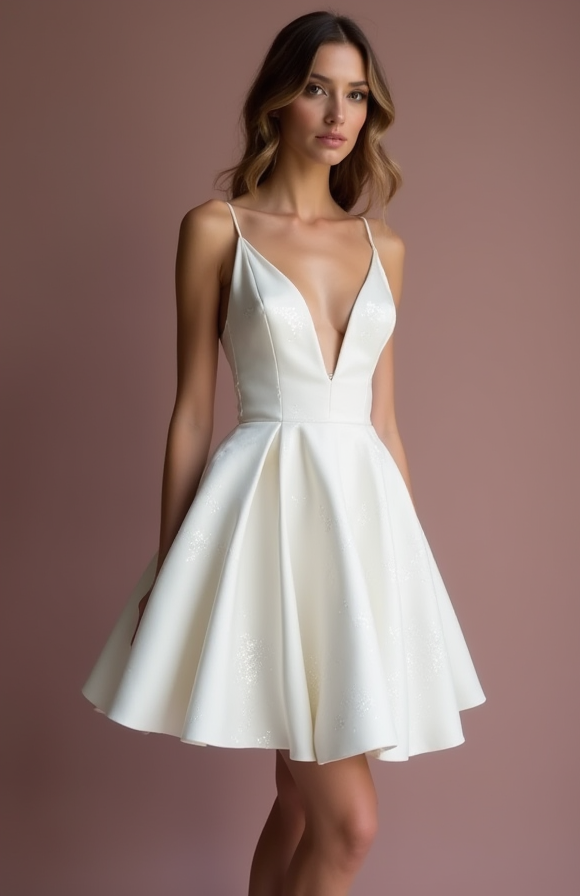 Stunning White Mini Short Wedding Dress with a Halter Neckline for a Stylish and Trendy Look