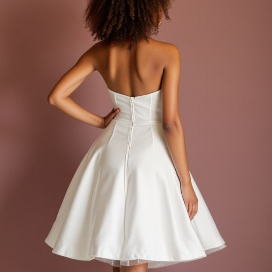 Modern White Mini Short Wedding Dress with Feathered Details for a Unique Bridal Look