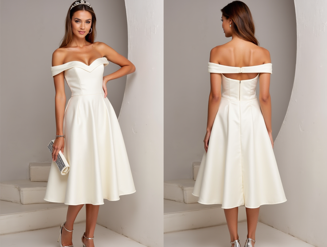Modern White Mini Short Wedding Dress with an A-Line Cut for a Sleek and Elegant Silhouette
