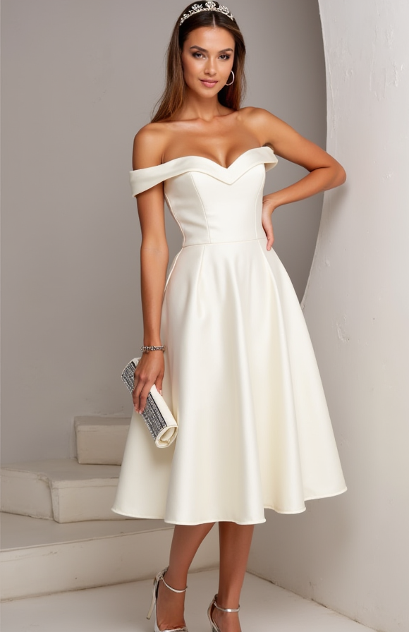 Modern White Mini Short Wedding Dress with an A-Line Cut for a Sleek and Elegant Silhouette