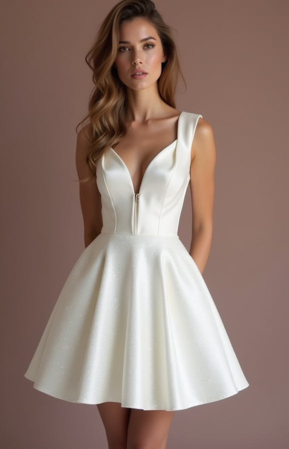 Elegant White Mini Short Wedding Dress with a Sheer Lace Back for a Touch of Romance