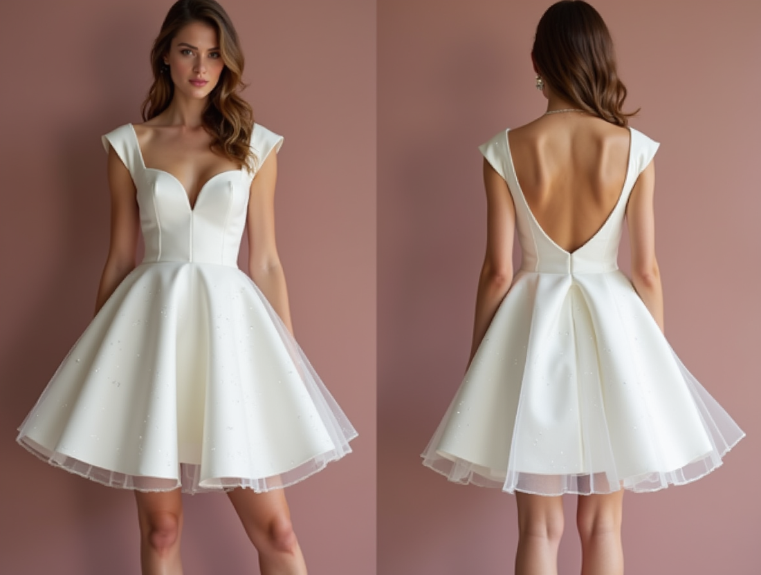 Glamorous White Mini Short Wedding Dress with Beaded Straps for Extra Sparkle