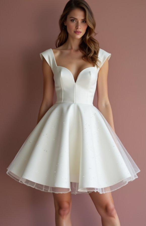 Glamorous White Mini Short Wedding Dress with Beaded Straps for Extra Sparkle