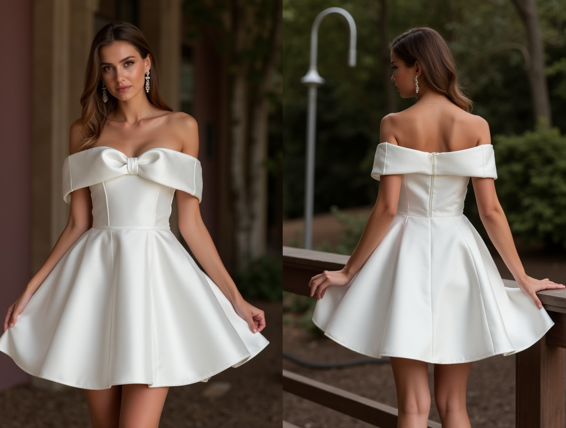 Sexy White Mini Short Wedding Dress with a Corset Bodice for a Flattering and Sultry Look