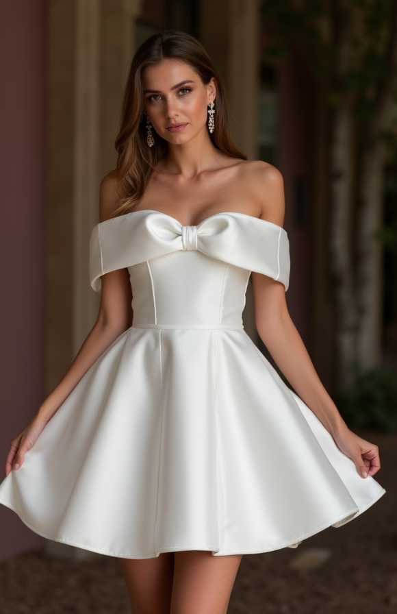 Sexy White Mini Short Wedding Dress with a Corset Bodice for a Flattering and Sultry Look