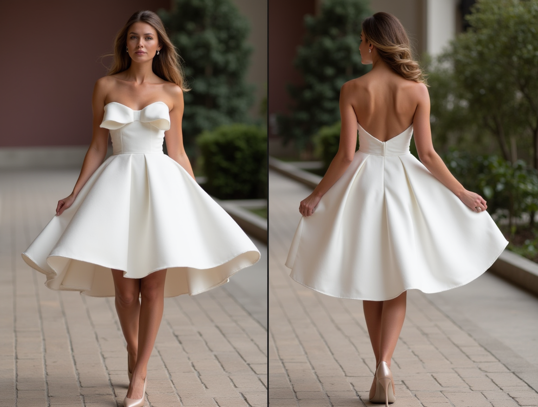 Boho White Mini Short Wedding Dress with Floral Embroidery for a Whimsical Bridal Look