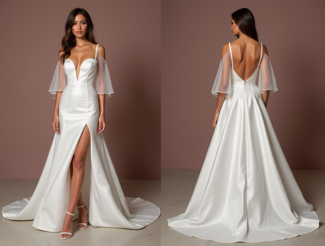 White Fairytale Princess Wedding Gown with a Stunning Train